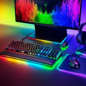 Razer – Huntsman Elite Full Size Wired Opto-Mechanical Clicky Switch Gaming Keyboard with RGB Chroma Backlighting – Black